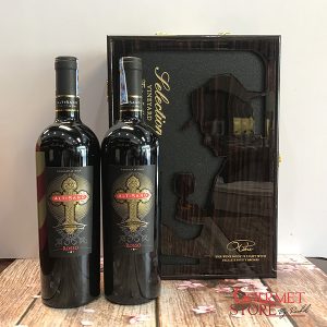 Hộp Gỗ Đôi Sơn Mài Cao Cấp + Vang Ý Altisano Vino Rosso
