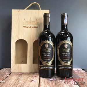 Hộp Gỗ Đôi + Vang Cantina Vierre Vino Rosso D’italia